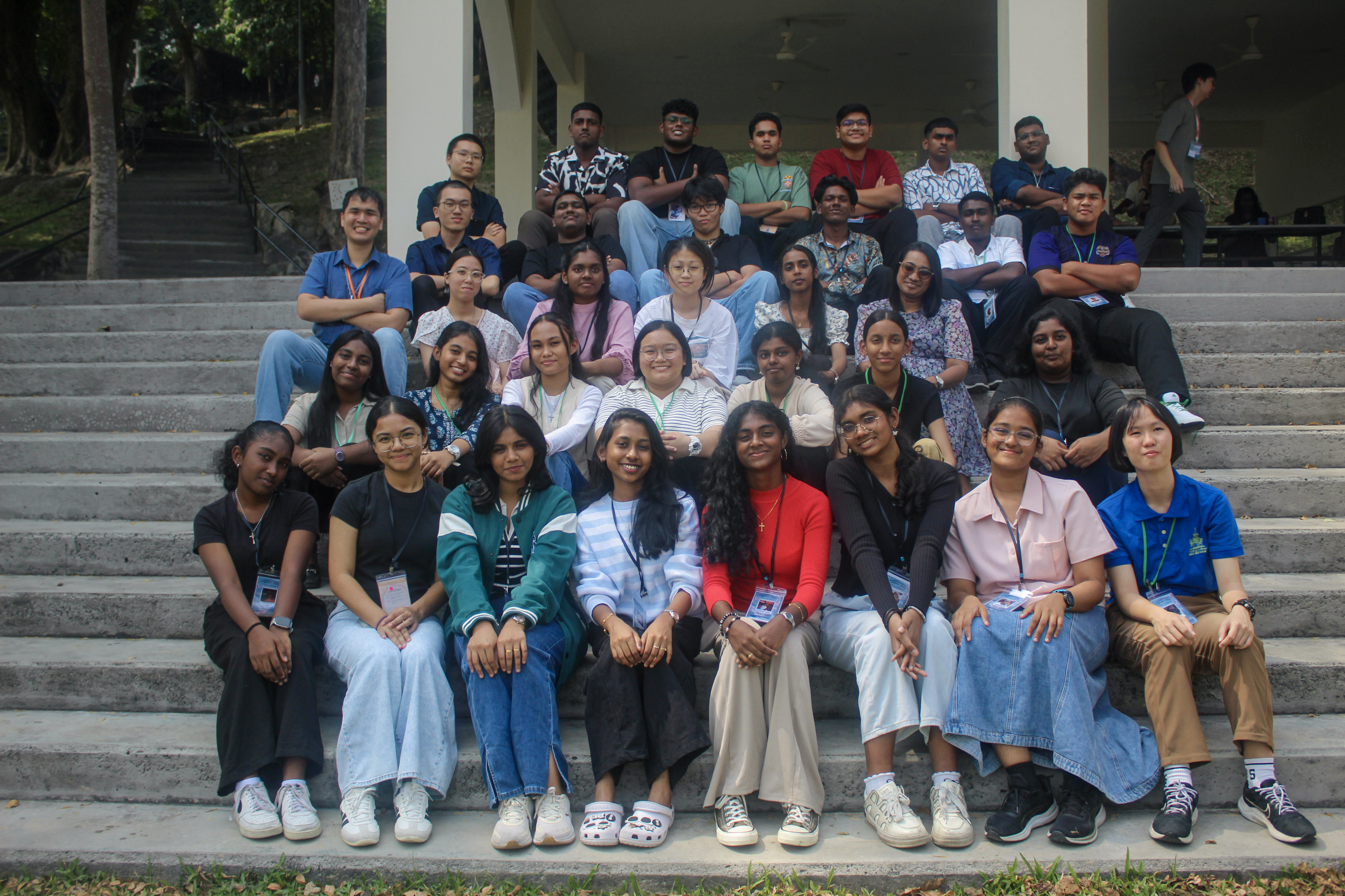 Full camp group photo on the amphitheatre steps